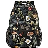 VQUVQV Kids Backpack for School, Vintage Mushroom Leaves Casual Travel Backpacks, Boys Girls Students Book Bag Daypack for Weekender Camping Outdoor
