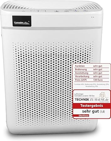 Comedes Lavaero 150 Eco Effizienter 3 Stufen Luftreiniger Inkl Aktivkohle Und Hepa Filter Cadr 250m H Automatikbetrieb Ideal Fur Allergiker Raucher Raume Bis 40m Amazon De Baumarkt