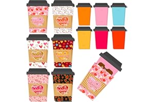 HEYINSHEN 12 Pcs Valentine's Day Gift Card Holders Coffee Gift Card Holders Happy Valentine's Day Coffee Gift Cards Holder Valentine Days Latte Coffee Cards with Envelopes Valentines Party Gift