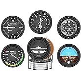 Onebttl Pilot Gifts for Men Dad Grandpa Pilots Aviation Lovers, Aviation Gifts Ceramic Coaster, Set of 6 with Gift Box & Cork Base, Plane Gift for Father's Day, Birthday, Christmas, Christian