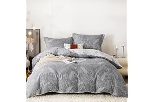 OAITE Duvet Cover Set,100% Cotton Comforter Cover with Leaf Pattern Duvet Cover Set,Soft Bedding Set includes with 3 Piece (2