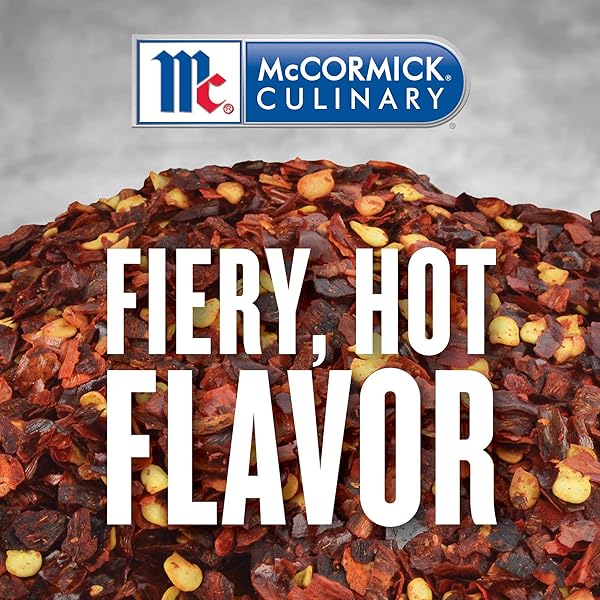 MCCORMICK CULINARY CRUSHED RED PEPPER, 13 OZ – ONE 13 OUNCE CONTAINER OF CRUSHED RED PEPPER FLAKES, PERFECT FOR SPRINKLING ONTO PIZZA, BEEF, PORK AND FLATBREADS