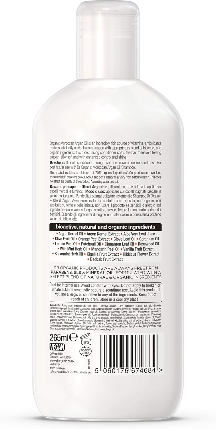 Dr Organic Moroccan Argan Oil Conditioner, Revitalising, Natural, Vegan, Cruelty-Free, Paraben & SLS-Free - Image 3