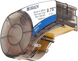 Amazon.com: Brady. Self-Laminating Vinyl Label Tape (M21-750-427) - Black on White, Translucent ...