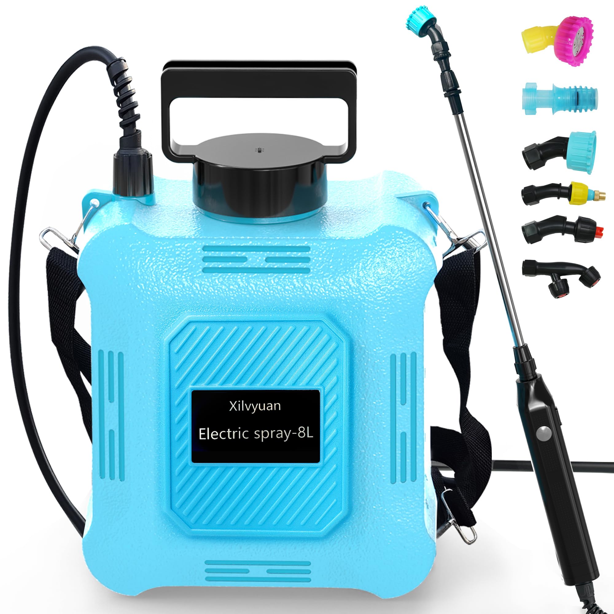 Photo 1 of Battery Powered Sprayer 2 Gallon Garden Sprayer, Advance Electric Sprayer with 2 Adjustable Speed, 6 Mist Nozzles, USB Rechargeable with for Yard Lawn Garden (2 Gallon)