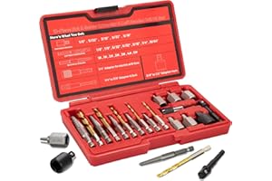 UYECOVE 22Pcs Screw Extractor Set, Left Hand Drill Bit Set 6542/4341 HSS, Easy Out Bolt Extractor Set with Hex Adapter, Multi-Spline Stripped Bolt Remover for Broken Rusted Nuts Screws, Bolts, Studs