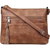 MASINTOR Crossbody Bags for Women, Lightweight Medium Crossbody Purse, Soft Leather Women's Shoulder Handbags with Tassel | Lightweight, Medium, Soft Leather, Women's, with Tassel, Lightweight