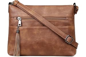 MASINTOR Crossbody Bags for Women, Lightweight Medium Crossbody Purse, Soft Leather Women's Shoulder Handbags with Tassel for Shopping or Travel