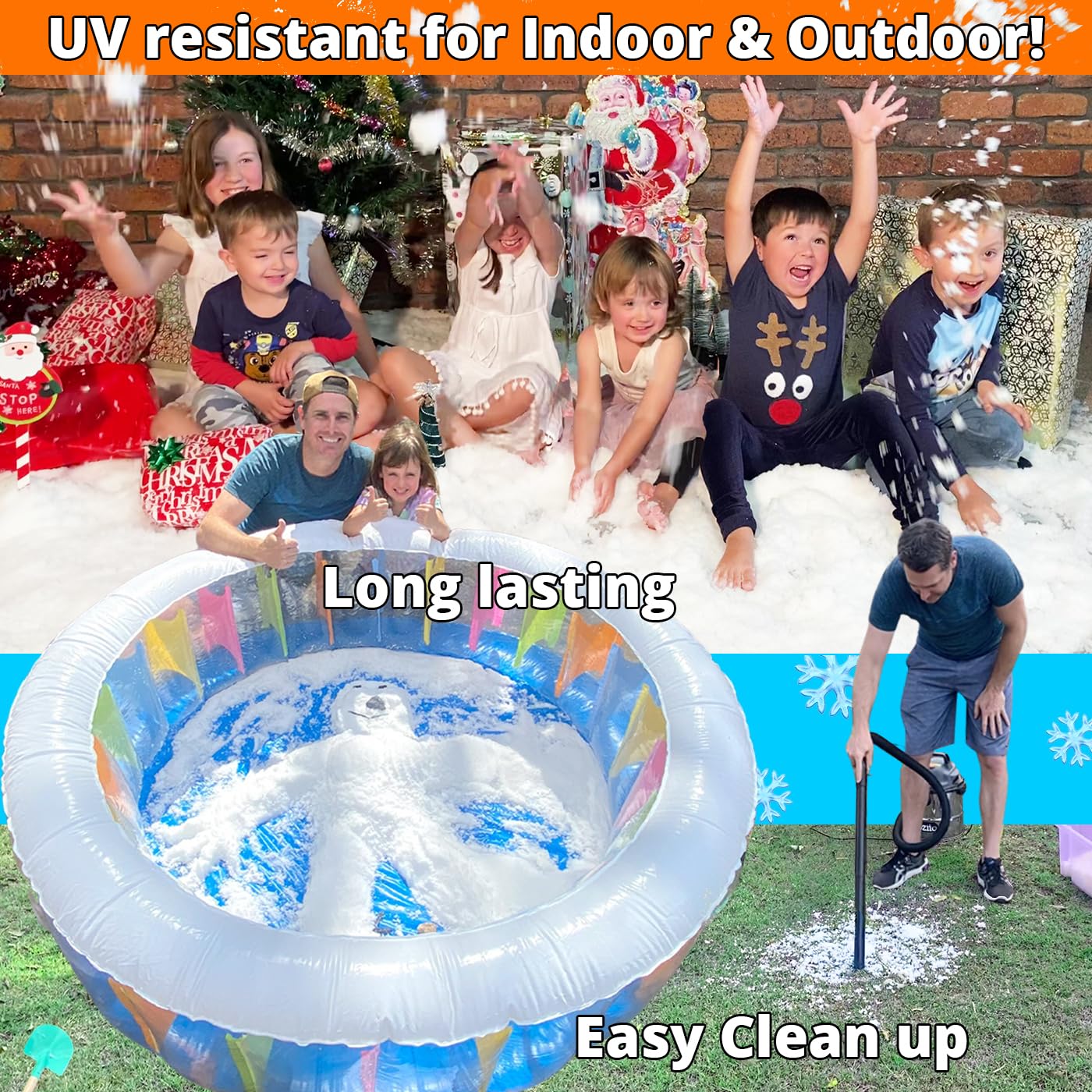 Bulk Fake Snow Powder for Outdoor & Indoor use. 39oz Makes 15 Gallons of Instant Snow for Sensory Play. Make Artificial Snowballs. Just Add Water. Magic Fun for Kids