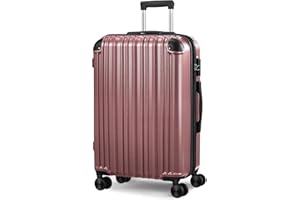 SunnyTour 28" Expandable Checked Luggage, Hard Shell Spinner Suitcase with Wheels for Business/Travel (Rose Gold)