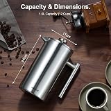 VonShef 12 Cup Cafetiere 1.5L Double Walled Stainless French Press view 7