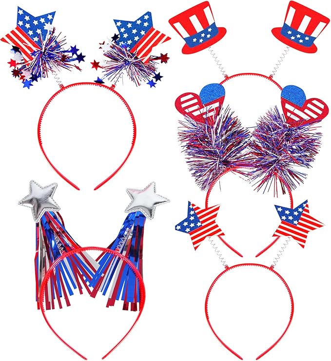 5 Pcs Patriotic Head Boppers Headband, 4th of July Party
