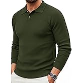 MAGNIVIT Mens Long Sleeve Knit Polo Shirts Casual Raglan Sleeve Sweater 2-Button Down Anti-Pilling Golf Shirts
