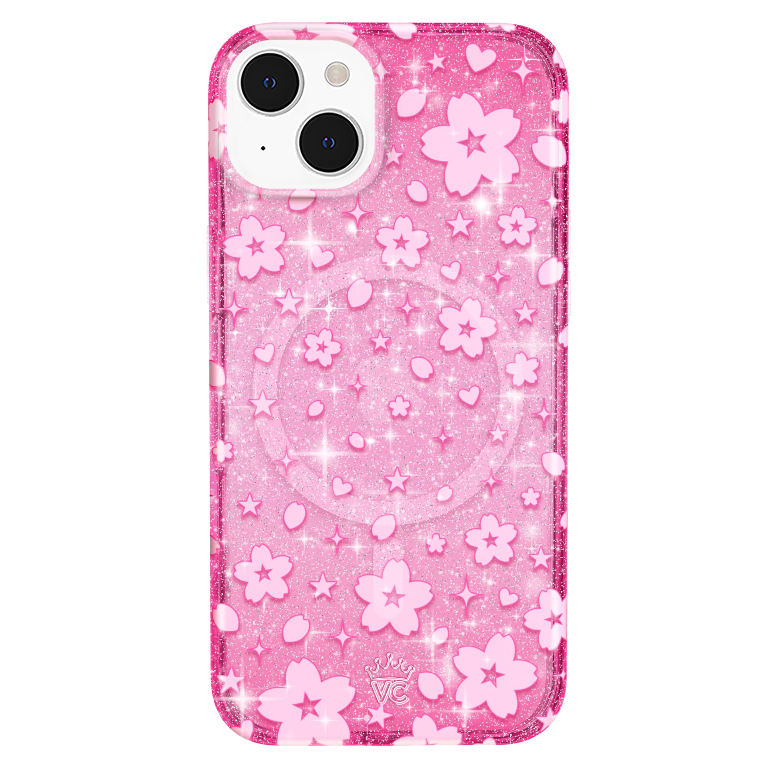 VELVET CAVIAR for iPhone 14 Plus Case Pink Glitter - Compatible with MagSafe - 10ft Drop Tested - Cherry Blossom Floral Summer Spring