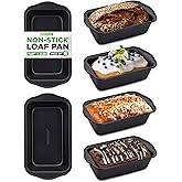 NutriChef Loaf Pans Set of 6 | Non-Stick Premium Bread Pans Quick & Even Heat Distribution | Oven Safe To 450 F | No PFOA, PFOS & PTFE | Food Grade Carbon Steel | 11.61 x 5.98 x 2.56 Inches (Black)