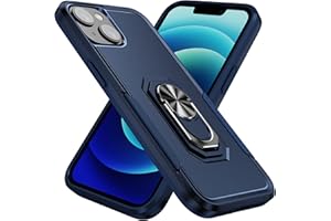 Yarxiawin Phone Case for iPhone 14 Plus with Ring Holder Magnetic 360°Rotated Kickstand Black, Military Heavy Duty Cover for 