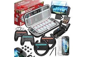 HEYSTOP Switch 2 Accessories Bundle for Nintendo,Switch 2 Accessories Kit 2025 for Nintendo,25 in 1 Game Kit:Carrying Case,Screen Protector,Grip for JoyCon Controller,Steering Wheel,Charging Dock