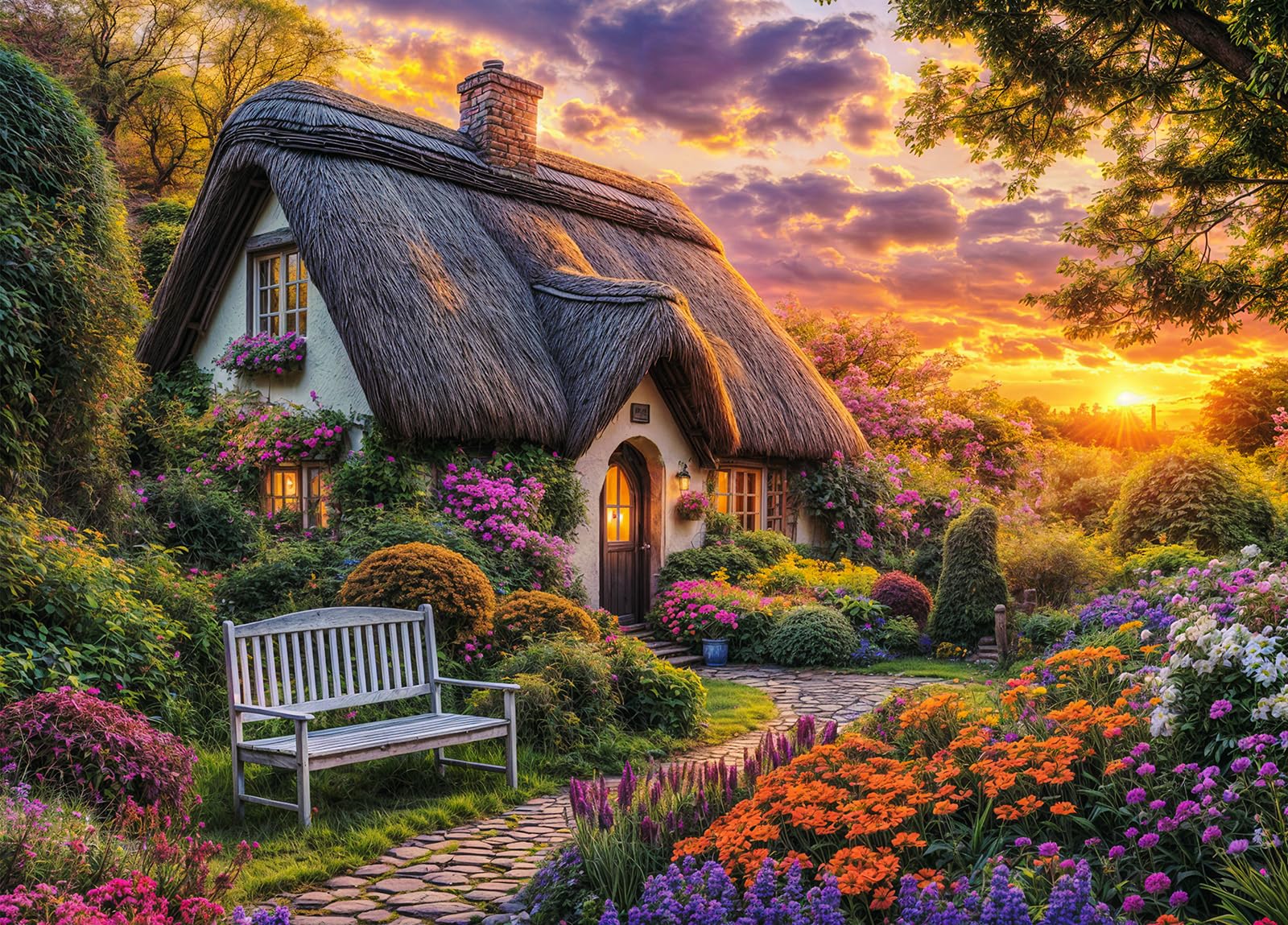 Cottage Life Jigsaw Puzzles 1000 Pieces for Adults Country Life 1000 Piece Jigsaw Puzzles for Adults