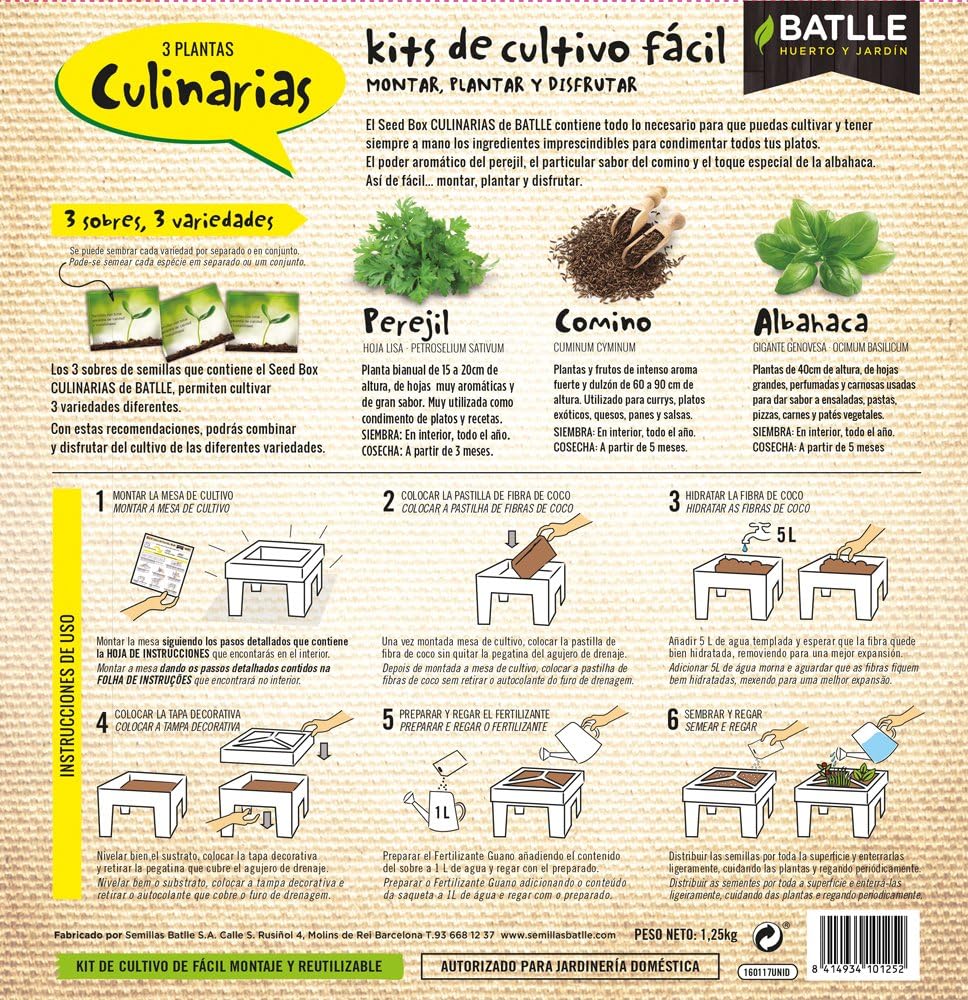 Huerto Urbano - Seed Box Culinarias - Batlle: Amazon.es: Jardín
