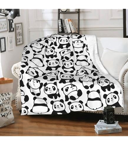 Panda Fleece Throw Blanket – 50x60 Inch, Sherpa Plush, Cute Animal Pattern For Kids & Teens, Sofa Bed Couch
