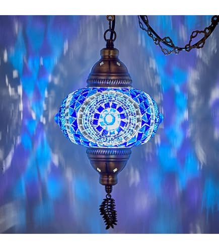 DEMMEX Plafonnier Turc Marocain Mosaïque - Lampe Suspendue à Brancher 4,5m