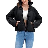 Cityork Women's Winter Quilted Jackets Casual Long Sleeve Puffer Coat Padded Outwear with Pockets