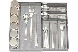 JANE EYRE Expandable Silverware Drawer Organizer Cutlery Tray Kitchen Utensil Organizer Mesh Steel Flatware Storage Divider w