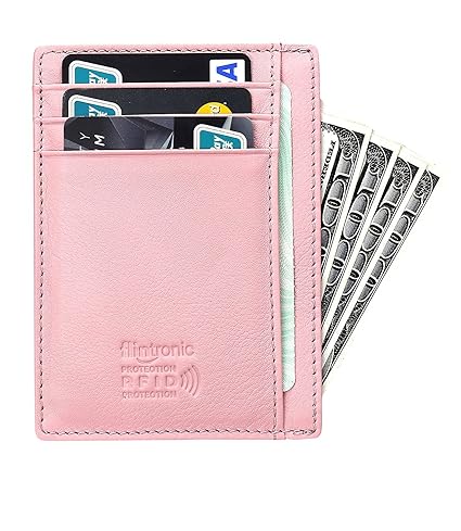 flintronic Geldbörse klein, Visitenkartenetui Leder mit Münzfach