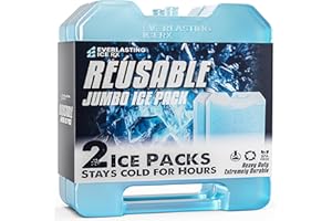 Everlasting Ice RX Large Reusable Ice Packs for Cooler with Handle (4 Pack) Long Lasting Coolness, BPA Free, Freezer Packs for Extended Cooling | Cooler Ice Packs for Camping, Fishing, Hiking, Beach