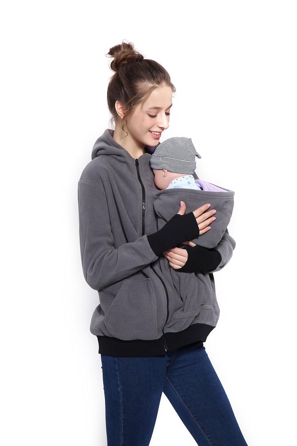 3 En 1 Maternite Sweats A Capuche Polaire Kangourou Porte Bebe Porteur Femme Zipper Pull Molletonne Blouson Blousons Et Vestes Bebe Puericulture Agri Khoramdareh Ir