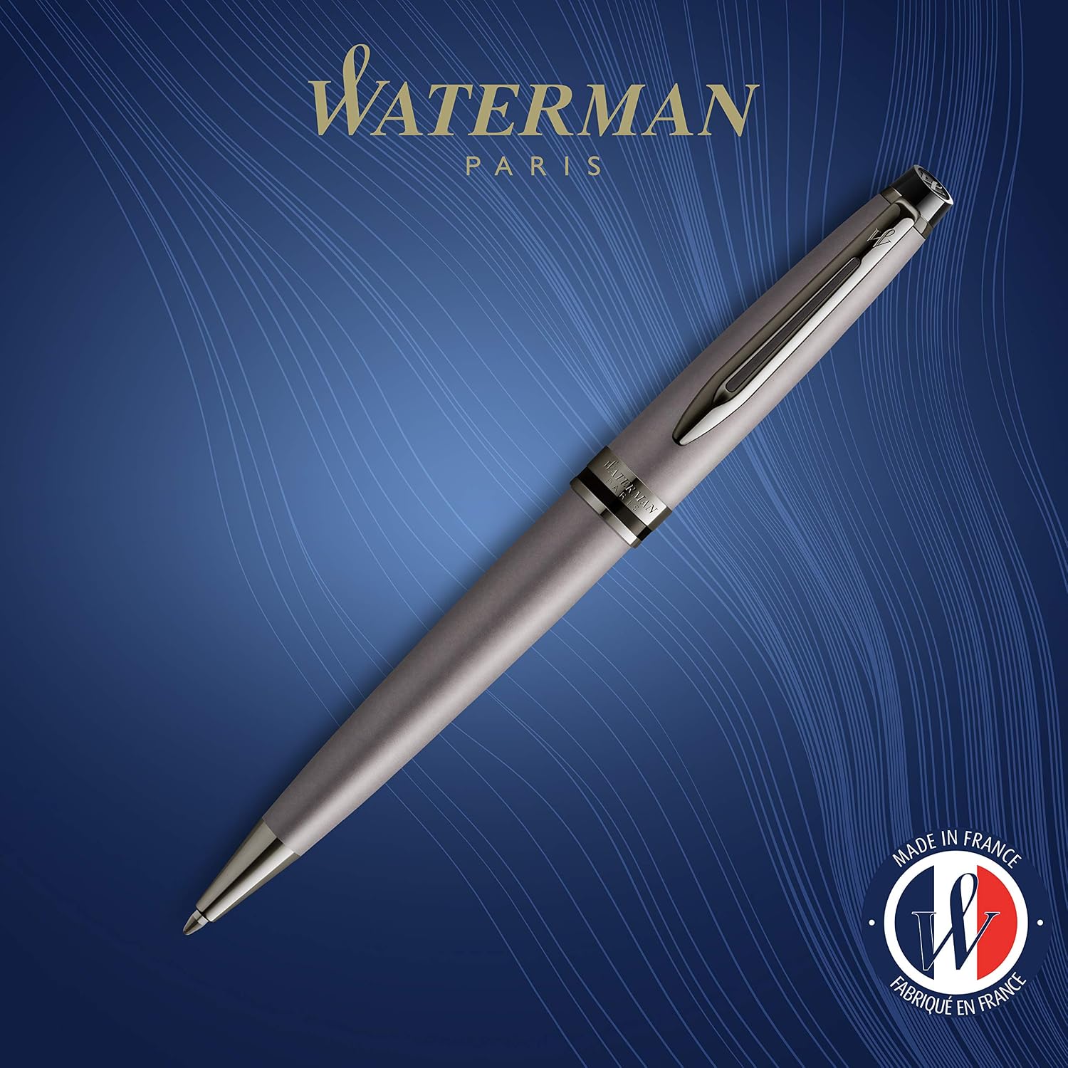 Waterman Expert Ballpoint Pen | Metallic Silver Lacquer with Ruthenium Trim | Medium Point | Blue Ink | With Gift Box - Image 3
