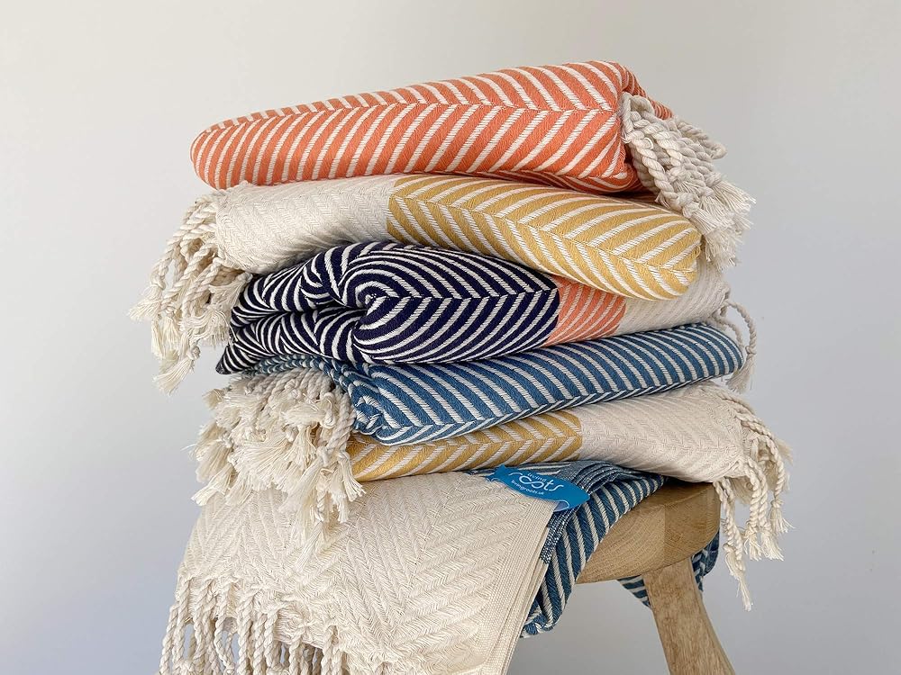 Pure Cotton Herringbone Handmade Throw Blanket Amazon.co.uk Handmade