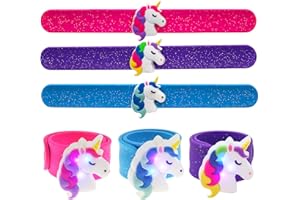 FROG SAC 3 Light Up Slap Bracelets for Kids, LED Glow Snap Bracelet Wrist Bands for Girls, Flashing Tween Girl Stocking Stuffers, Silicone Bands Easter Basket Egg Fillers for Children