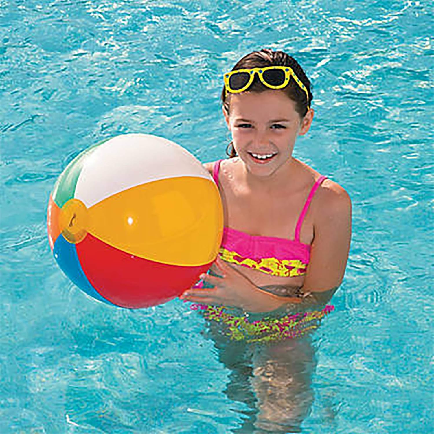 Beach Ball [3 Pack] 20" Large Inflatable Beach Balls for Kids - Beach Toys for Kids & Toddlers, Pool Games, Summer Outdoor Activity - Classic Rainbow Color by 4E's Novelty: Sports & Outdoors