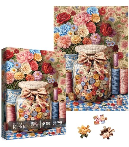 Amazon.com: Colorful Vintage Flower Buttons Vase Puzzles for