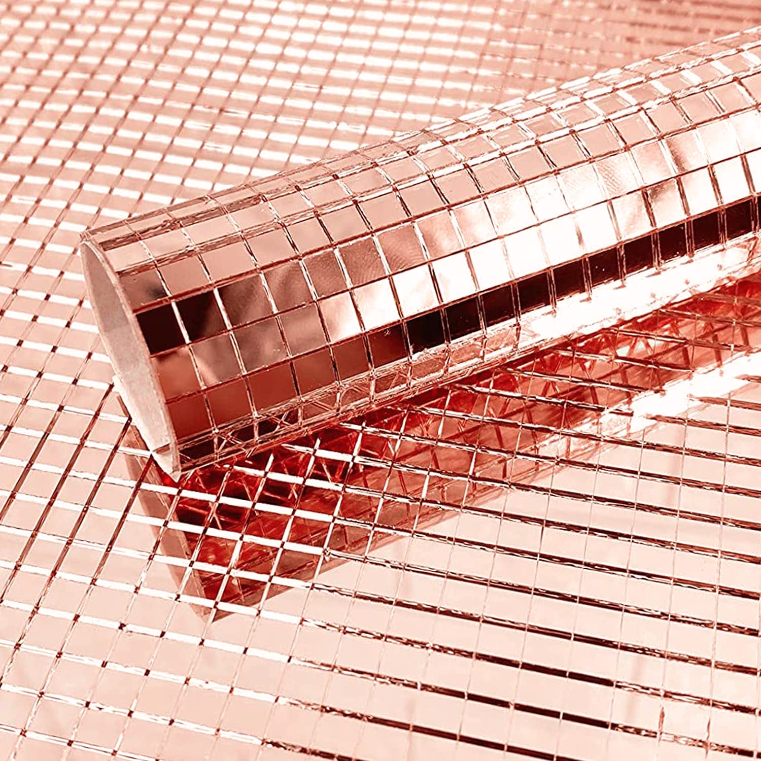 Mirror Mosaic Tile (Rose Gold, 5x5mm x6sheets) Self-Adhesive Real Glass Mirror Tile Craft 3550+pcs โ image 1