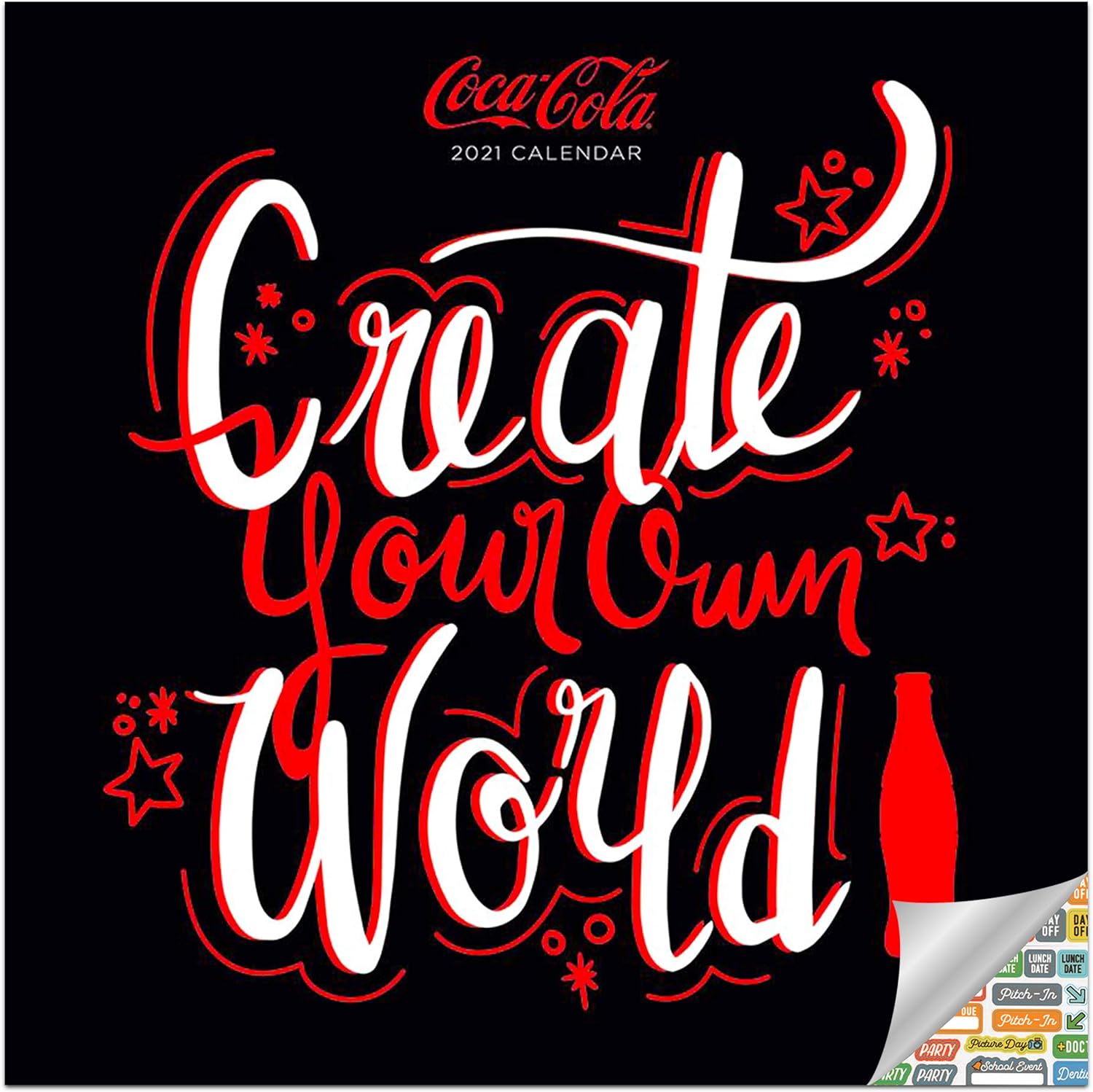 Coke レッドカレンダー 21 バンドル デラックス 21 コーラ 壁掛けカレンダー 100枚以上のカレンダーステッカー付き コカ コーラギフト カレンダー 文房具 オフィス用品 Amazon