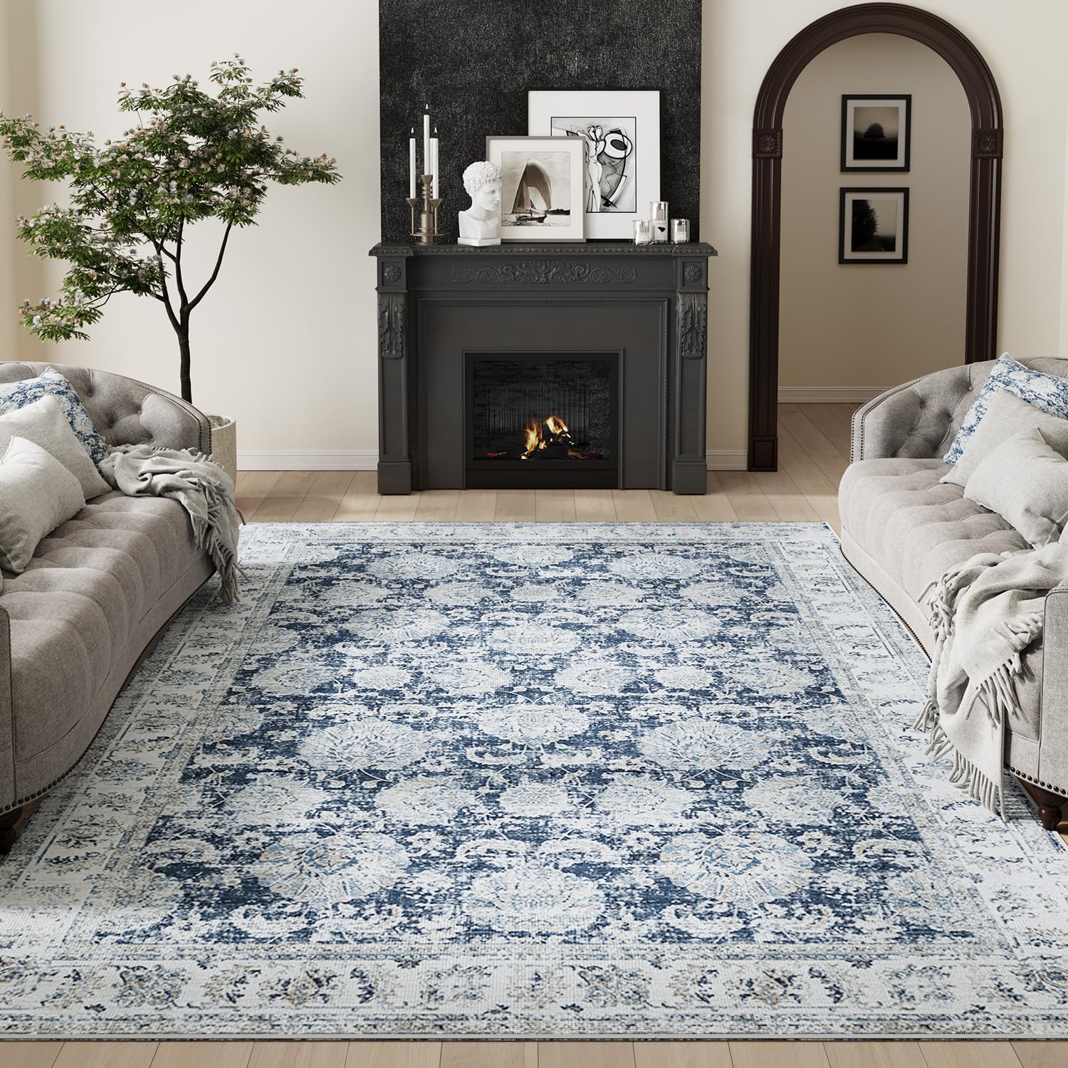 jinchan Area Rug 9x12 Washable Living Room Rug