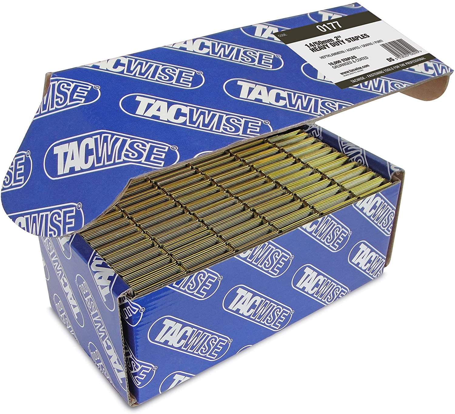 Tacwise 0177 Type 14 / 50 mm Heavy Duty Galvanised Framing Staples, Narrow Crown, Pack of 10,000