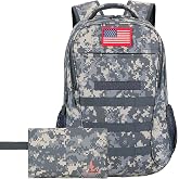 outdoor plus Camo Backpack for Boys School Kids Military Tactical Bookbag | USB charging port,Durable 900DPVC fabric, Waterproof camouflage army back pack for 10-12 years teens,40L Large capacity