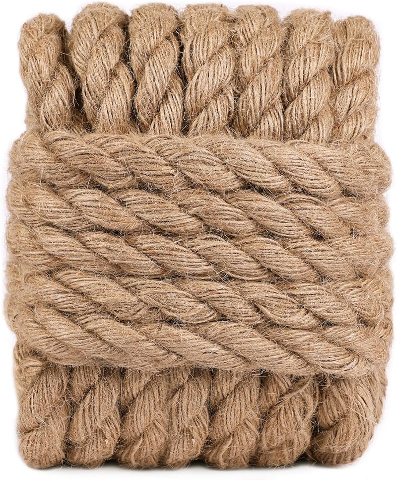 Tenn Well 20mm Jute Rope 33Ft Brown Thick Garden Twine for Cat Scratcher Decor