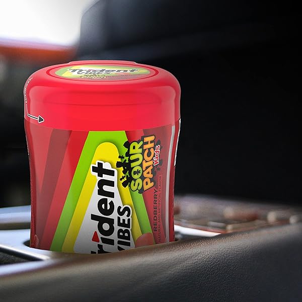 TRIDENT VIBES SOUR PATCH KIDS REDBERRY SUGAR-FREE CHEWING GUM, 40 PIECE BOTTLE