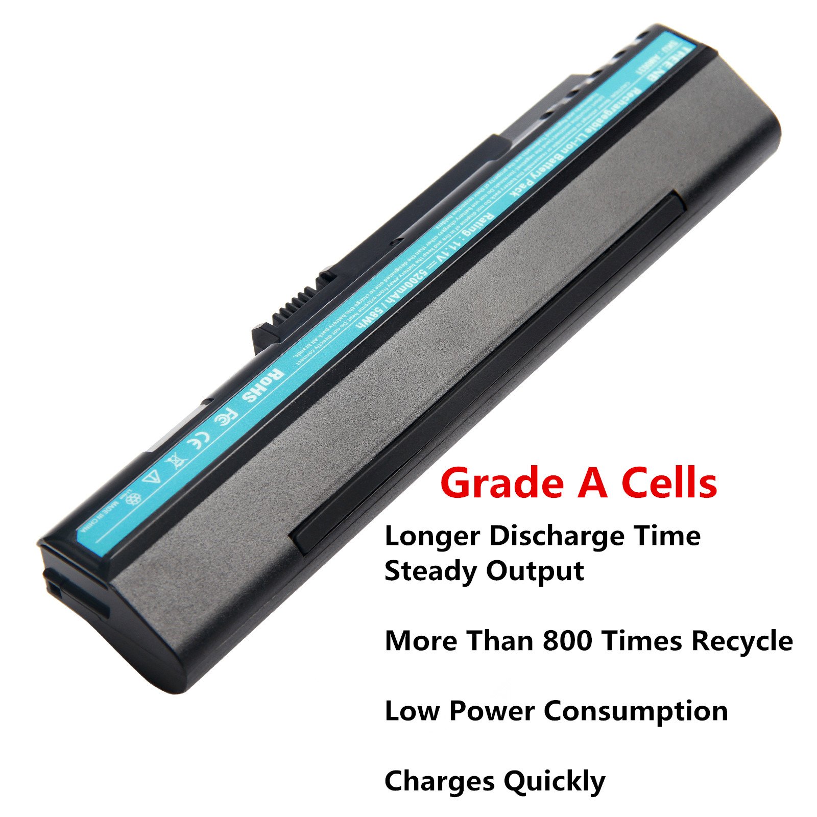 Replacement Battery For Acer Aspire One (UM08 Series) – 11.1V 5200mAh 6-Cell Li-Ion