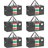 VENO 6 Pack Moving Bags, Comforter and Blanket Storage Bags for Closet, Moving Boxes, Boxes with Lids Alternative, College Dorm Packing Supplies, Foldable Heavy-Duty Tote with Window (Gray, 6 Pack)