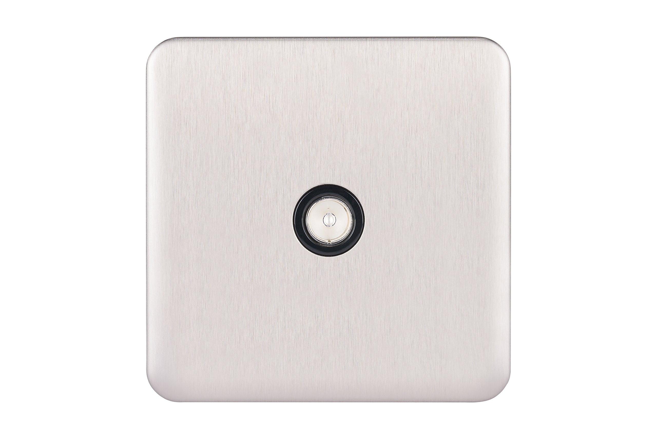 Schneider Electric Lisse Screwless Deco - Single TV Aerial Socket, 240V GGBL7010BSS, Stainless Steel with Black Insert