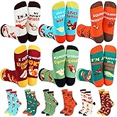 Berlune 6 Pair Novelty Socks for Women Men Yoga Art Squirrel Gifts Bulk Funny Christmas Gift Socks for Sport Lover Men