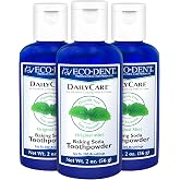 Eco-Dent DailyCare Baking Soda Toothpowder, Mint 3-Pack, 2 Oz Ea | Fluoride-Free, SLS-Free Toothpaste Alternative with Minerals &amp; Essential Oils, Low-Abrasion, Up to 200 Brushings