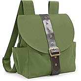 KUOIN Renaissance Vintage Canvas Bag for Women, Medieval Travel Rucksack Backpack (Green)