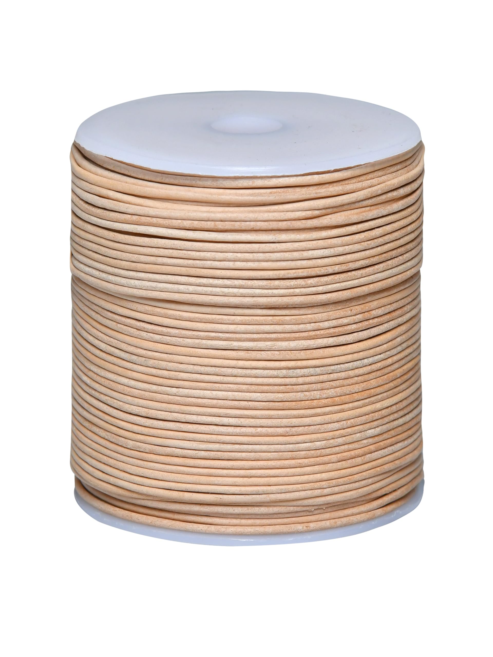 Cords Essentials Round Genuine Leather String Cord, Rope for Jewelry Making, Necklaces, Bracelets, Kumihimo Braiding, Wraps, Crafts and Hobby Projects (Natural, 1.5 MM)