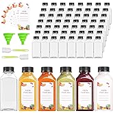 OBKJJ 40 pcs 8oz Pcs Juice Bottles, Juice Bottle with Caps Reusable Empty Clear Bottles with Label, Funnel, Brush Bulk Beverage Containers for Juicing, Drinking, Smoothie and Other Beverages (8-OZ)